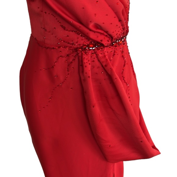 Ritchie Teves Red Strapless Sequined Evening Gown S - Picture 6 of 11